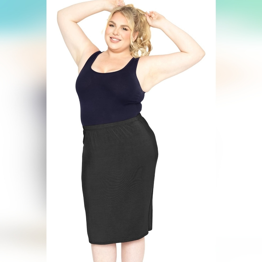 NWT Women's Plus Size Soft Stretch MIDI Skirt | Comfortable for Women